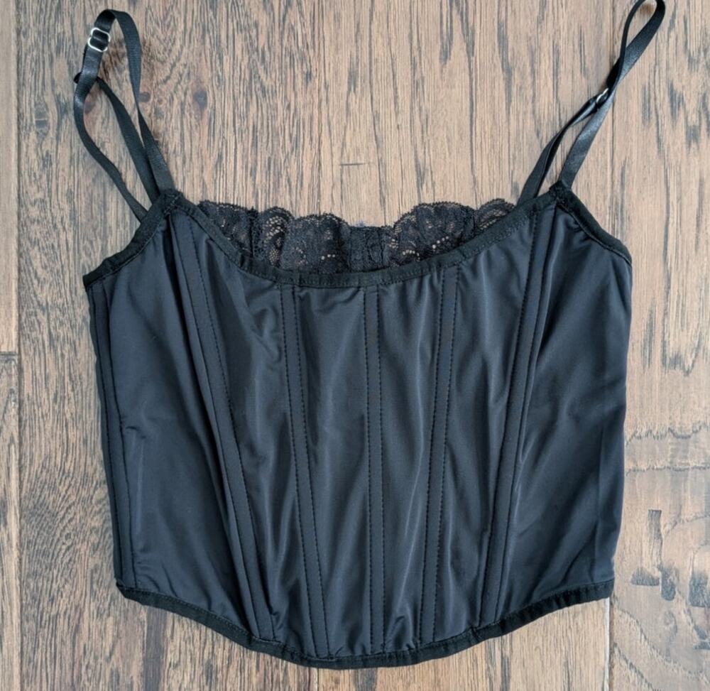 Edit by Nine Black Satin Corset Top